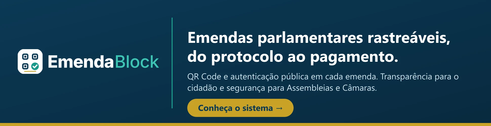 EmendaBlock: emendas parlamentares rastreáveis, do protocolo ao pagamento. Conheça o sistema.